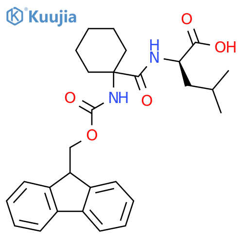 (2R)-2-{1-({(9H-fluoren-9-yl)methoxycarbonyl}amino)cyclohexylformamido}-4-methylpentanoic acid structure