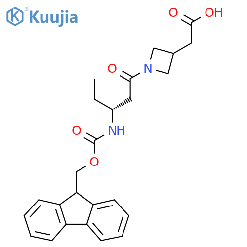 2-{1-(3R)-3-({(9H-fluoren-9-yl)methoxycarbonyl}amino)pentanoylazetidin-3-yl}acetic acid structure