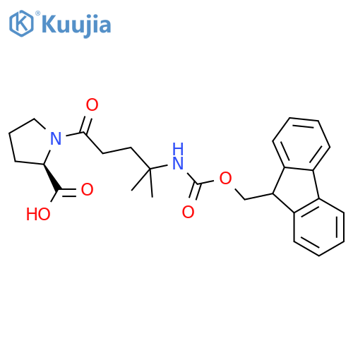 (2R)-1-4-({(9H-fluoren-9-yl)methoxycarbonyl}amino)-4-methylpentanoylpyrrolidine-2-carboxylic acid structure