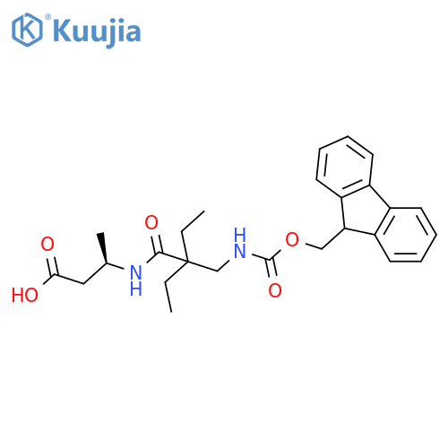 (3R)-3-{2-ethyl-2-({(9H-fluoren-9-yl)methoxycarbonyl}amino)methylbutanamido}butanoic acid structure