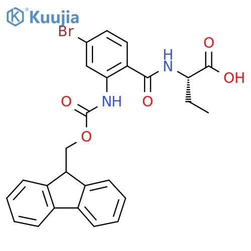 (2S)-2-{4-bromo-2-({(9H-fluoren-9-yl)methoxycarbonyl}amino)phenylformamido}butanoic acid structure