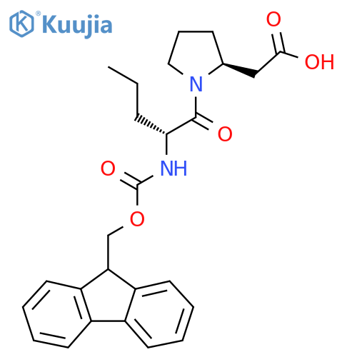 2-(2S)-1-(2R)-2-({(9H-fluoren-9-yl)methoxycarbonyl}amino)pentanoylpyrrolidin-2-ylacetic acid structure