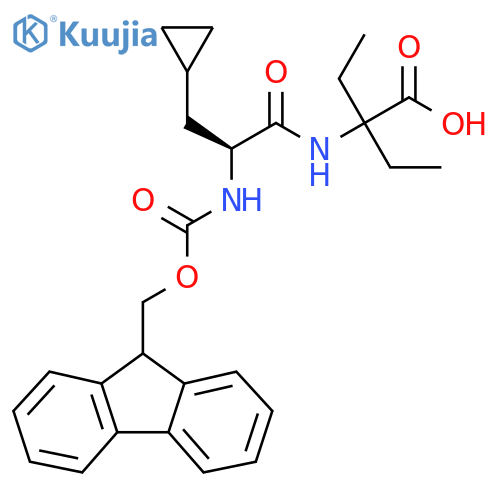 2-(2S)-3-cyclopropyl-2-({(9H-fluoren-9-yl)methoxycarbonyl}amino)propanamido-2-ethylbutanoic acid structure