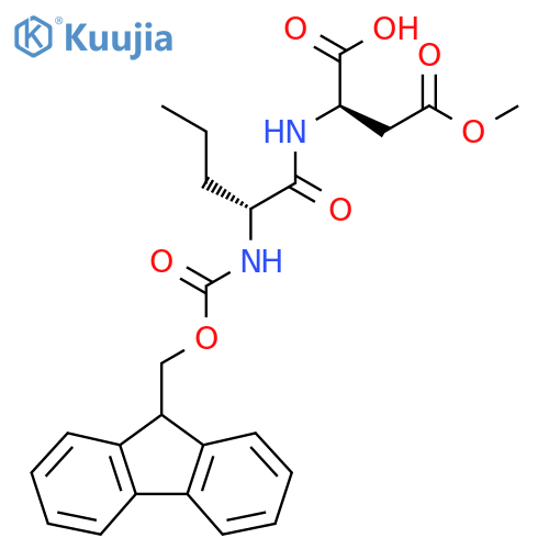 (2R)-2-(2R)-2-({(9H-fluoren-9-yl)methoxycarbonyl}amino)pentanamido-4-methoxy-4-oxobutanoic acid structure