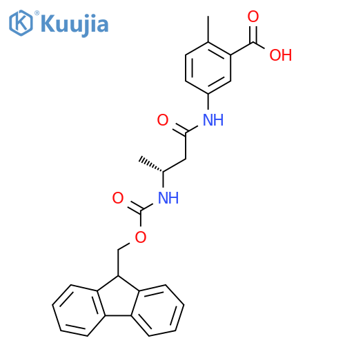5-(3R)-3-({(9H-fluoren-9-yl)methoxycarbonyl}amino)butanamido-2-methylbenzoic acid structure