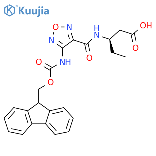 (3R)-3-{4-({(9H-fluoren-9-yl)methoxycarbonyl}amino)-1,2,5-oxadiazol-3-ylformamido}pentanoic acid structure