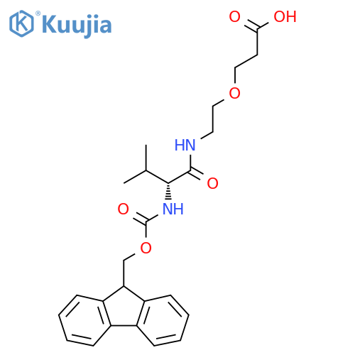 3-{2-(2R)-2-({(9H-fluoren-9-yl)methoxycarbonyl}amino)-3-methylbutanamidoethoxy}propanoic acid structure