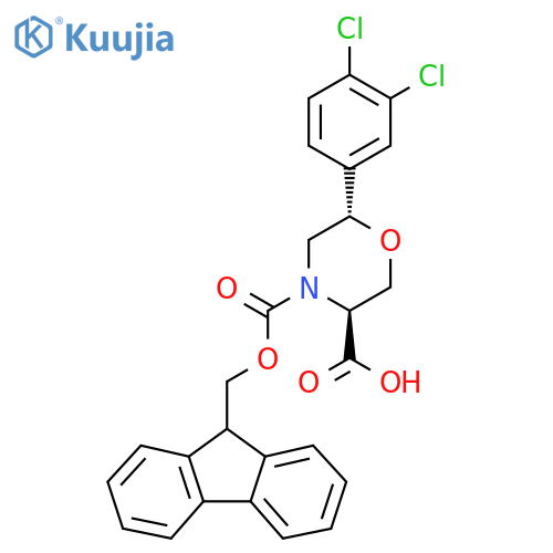(3S,6S)-6-(3,4-dichlorophenyl)-4-{(9H-fluoren-9-yl)methoxycarbonyl}morpholine-3-carboxylic acid structure