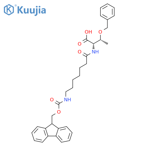 (2S,3R)-3-(benzyloxy)-2-7-({(9H-fluoren-9-yl)methoxycarbonyl}amino)heptanamidobutanoic acid structure