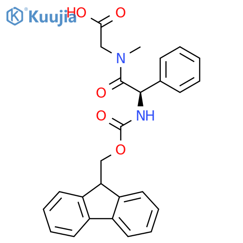 2-(2R)-2-({(9H-fluoren-9-yl)methoxycarbonyl}amino)-N-methyl-2-phenylacetamidoacetic acid structure