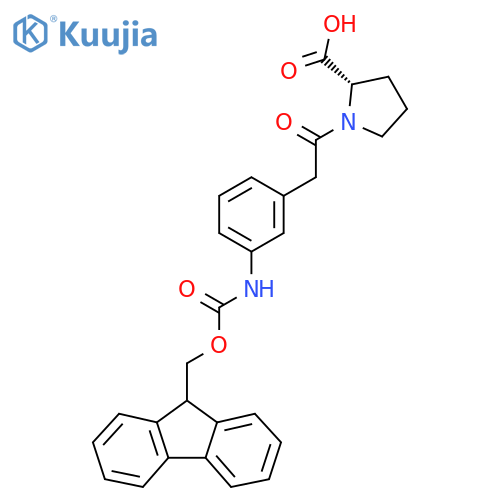 (2S)-1-{2-3-({(9H-fluoren-9-yl)methoxycarbonyl}amino)phenylacetyl}pyrrolidine-2-carboxylic acid structure