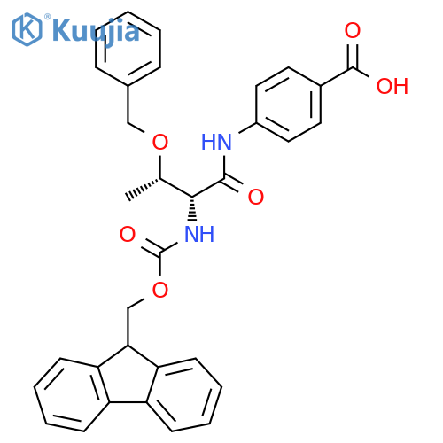 4-(2R,3S)-3-(benzyloxy)-2-({(9H-fluoren-9-yl)methoxycarbonyl}amino)butanamidobenzoic acid structure