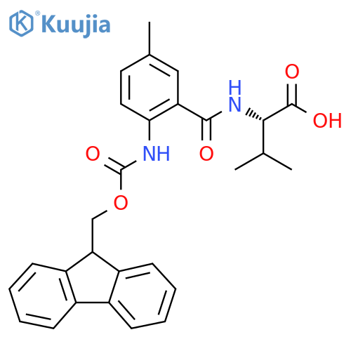 (2S)-2-{2-({(9H-fluoren-9-yl)methoxycarbonyl}amino)-5-methylphenylformamido}-3-methylbutanoic acid structure