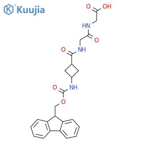 2-(2-{(1r,3r)-3-({(9H-fluoren-9-yl)methoxycarbonyl}amino)cyclobutylformamido}acetamido)acetic acid structure