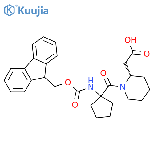 2-(2S)-1-1-({(9H-fluoren-9-yl)methoxycarbonyl}amino)cyclopentanecarbonylpiperidin-2-ylacetic acid structure