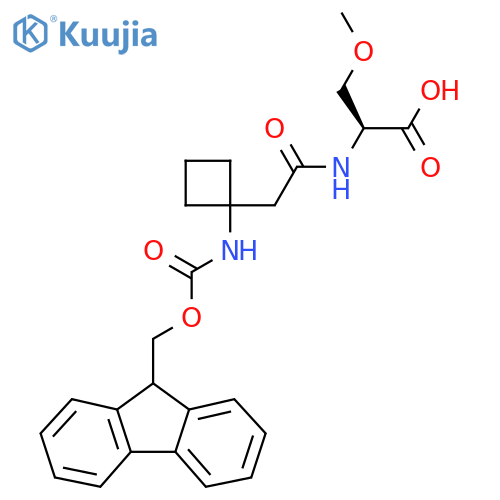(2S)-2-{2-1-({(9H-fluoren-9-yl)methoxycarbonyl}amino)cyclobutylacetamido}-3-methoxypropanoic acid structure