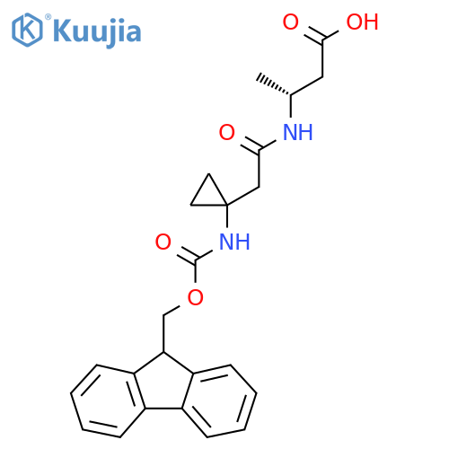 (3R)-3-{2-1-({(9H-fluoren-9-yl)methoxycarbonyl}amino)cyclopropylacetamido}butanoic acid structure