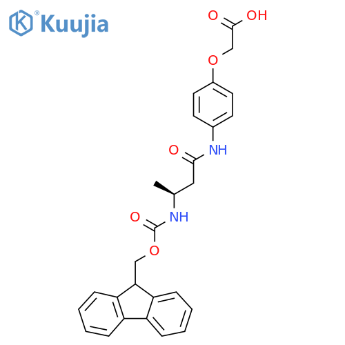 2-{4-(3S)-3-({(9H-fluoren-9-yl)methoxycarbonyl}amino)butanamidophenoxy}acetic acid structure