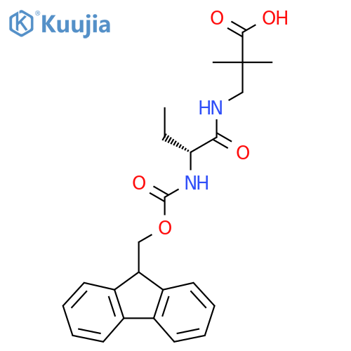 3-(2R)-2-({(9H-fluoren-9-yl)methoxycarbonyl}amino)butanamido-2,2-dimethylpropanoic acid structure