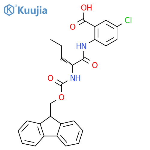 5-chloro-2-(2R)-2-({(9H-fluoren-9-yl)methoxycarbonyl}amino)pentanamidobenzoic acid structure