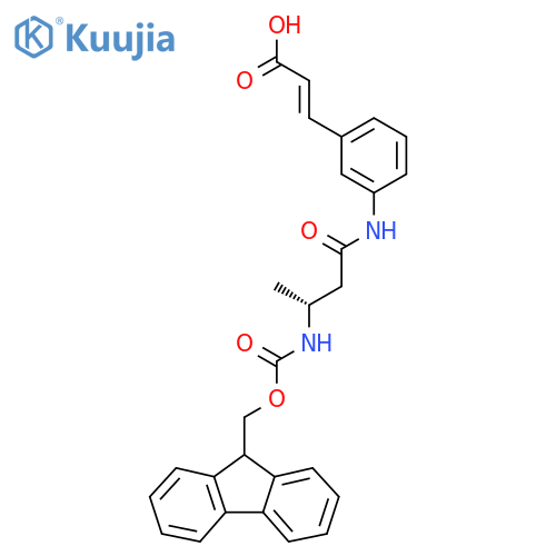 3-{3-(3R)-3-({(9H-fluoren-9-yl)methoxycarbonyl}amino)butanamidophenyl}prop-2-enoic acid structure