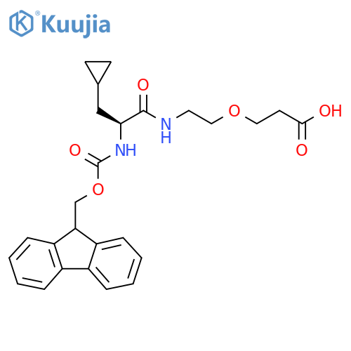 3-{2-(2S)-3-cyclopropyl-2-({(9H-fluoren-9-yl)methoxycarbonyl}amino)propanamidoethoxy}propanoic acid structure