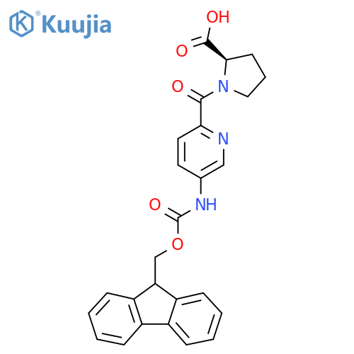 (2R)-1-5-({(9H-fluoren-9-yl)methoxycarbonyl}amino)pyridine-2-carbonylpyrrolidine-2-carboxylic acid structure