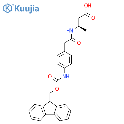 (3R)-3-{2-4-({(9H-fluoren-9-yl)methoxycarbonyl}amino)phenylacetamido}butanoic acid structure