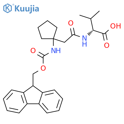 (2R)-2-{2-1-({(9H-fluoren-9-yl)methoxycarbonyl}amino)cyclopentylacetamido}-3-methylbutanoic acid structure