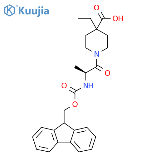 4-ethyl-1-(2S)-2-({(9H-fluoren-9-yl)methoxycarbonyl}amino)propanoylpiperidine-4-carboxylic acid structure
