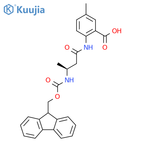 2-(3S)-3-({(9H-fluoren-9-yl)methoxycarbonyl}amino)butanamido-5-methylbenzoic acid structure