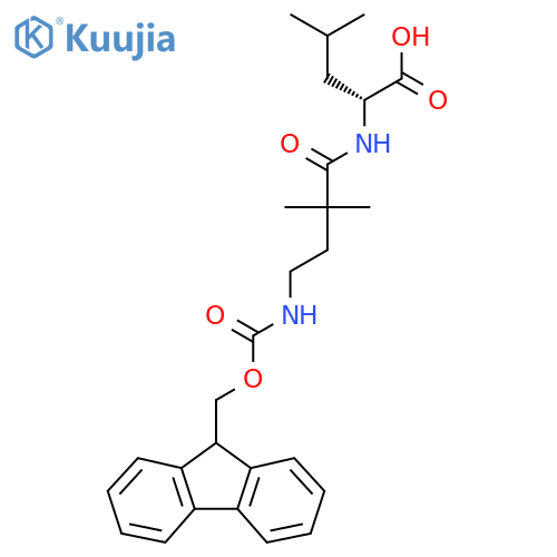 (2R)-2-4-({(9H-fluoren-9-yl)methoxycarbonyl}amino)-2,2-dimethylbutanamido-4-methylpentanoic acid structure