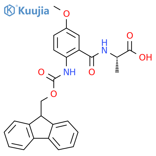 (2S)-2-{2-({(9H-fluoren-9-yl)methoxycarbonyl}amino)-5-methoxyphenylformamido}propanoic acid structure