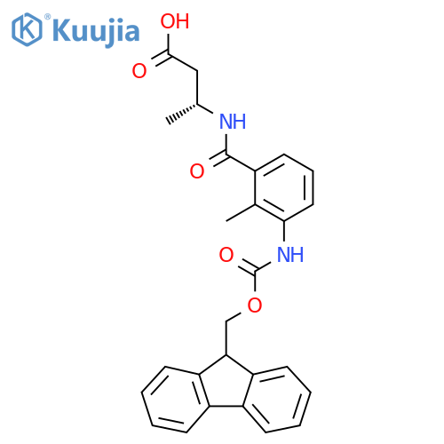 (3R)-3-{3-({(9H-fluoren-9-yl)methoxycarbonyl}amino)-2-methylphenylformamido}butanoic acid structure