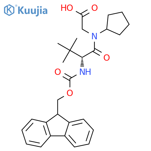 2-(2R)-N-cyclopentyl-2-({(9H-fluoren-9-yl)methoxycarbonyl}amino)-3,3-dimethylbutanamidoacetic acid structure