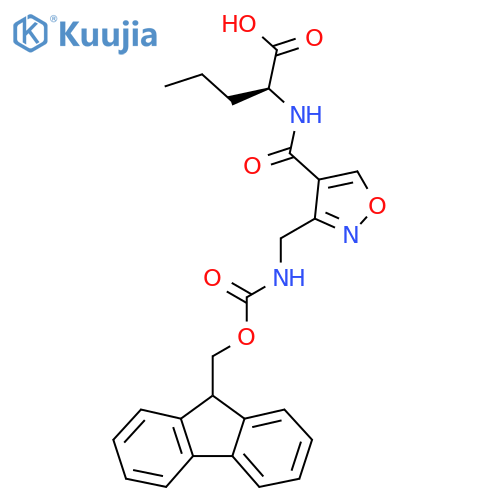 (2S)-2-({3-({(9H-fluoren-9-yl)methoxycarbonyl}amino)methyl-1,2-oxazol-4-yl}formamido)pentanoic acid structure