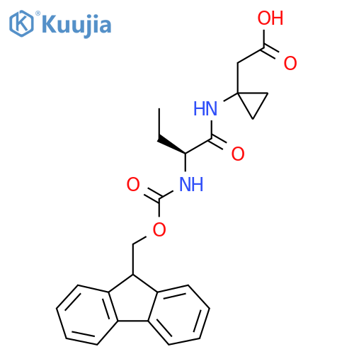2-{1-(2S)-2-({(9H-fluoren-9-yl)methoxycarbonyl}amino)butanamidocyclopropyl}acetic acid structure