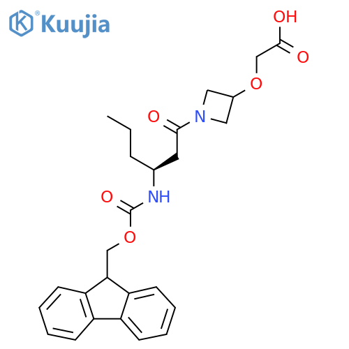 2-({1-(3S)-3-({(9H-fluoren-9-yl)methoxycarbonyl}amino)hexanoylazetidin-3-yl}oxy)acetic acid structure