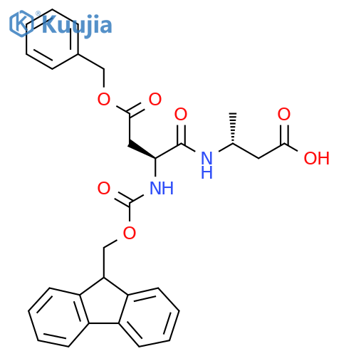 (3R)-3-(2S)-3-(benzyl carboxy)-2-({(9H-fluoren-9-yl)methoxycarbonyl}amino)propanamidobutanoic acid structure