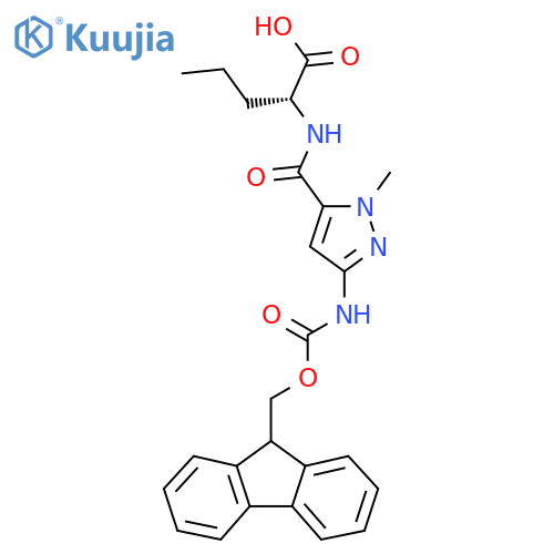 (2R)-2-{3-({(9H-fluoren-9-yl)methoxycarbonyl}amino)-1-methyl-1H-pyrazol-5-ylformamido}pentanoic acid structure