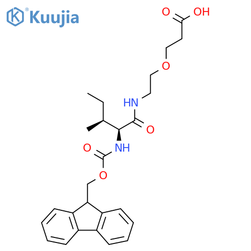 3-{2-(2S,3S)-2-({(9H-fluoren-9-yl)methoxycarbonyl}amino)-3-methylpentanamidoethoxy}propanoic acid structure