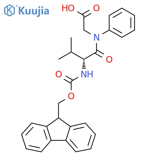 2-(2R)-2-({(9H-fluoren-9-yl)methoxycarbonyl}amino)-3-methyl-N-phenylbutanamidoacetic acid structure