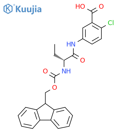 2-chloro-5-(2R)-2-({(9H-fluoren-9-yl)methoxycarbonyl}amino)butanamidobenzoic acid structure