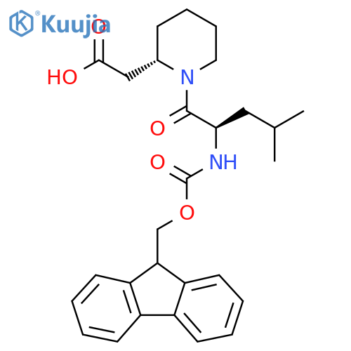 2-(2S)-1-(2R)-2-({(9H-fluoren-9-yl)methoxycarbonyl}amino)-4-methylpentanoylpiperidin-2-ylacetic acid structure