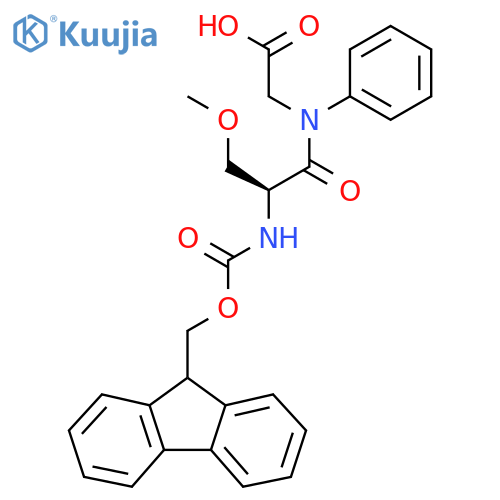 2-(2S)-2-({(9H-fluoren-9-yl)methoxycarbonyl}amino)-3-methoxy-N-phenylpropanamidoacetic acid structure