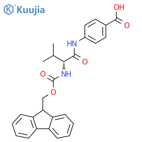4-[(2R)-2-({[(9H-fluoren-9-yl)methoxy]carbonyl}amino)-3-methylbutanamido]benzoic acid structure