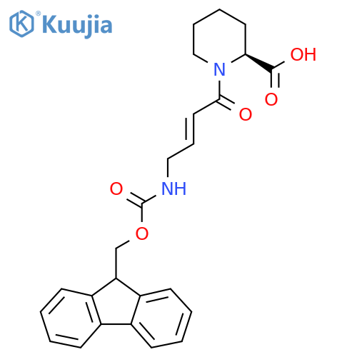(2S)-1-4-({(9H-fluoren-9-yl)methoxycarbonyl}amino)but-2-enoylpiperidine-2-carboxylic acid structure