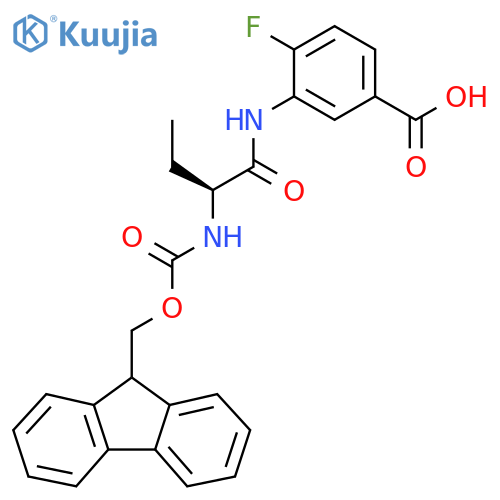 3-(2S)-2-({(9H-fluoren-9-yl)methoxycarbonyl}amino)butanamido-4-fluorobenzoic acid structure