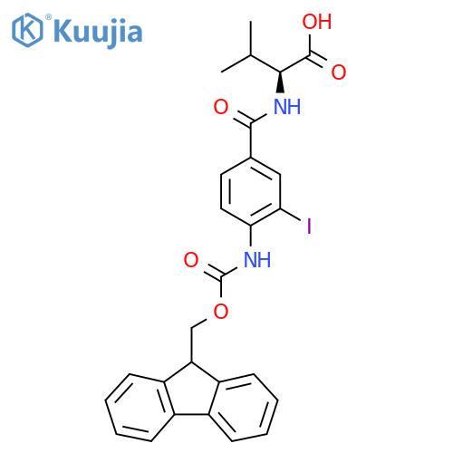 (2S)-2-{4-({(9H-fluoren-9-yl)methoxycarbonyl}amino)-3-iodophenylformamido}-3-methylbutanoic acid structure