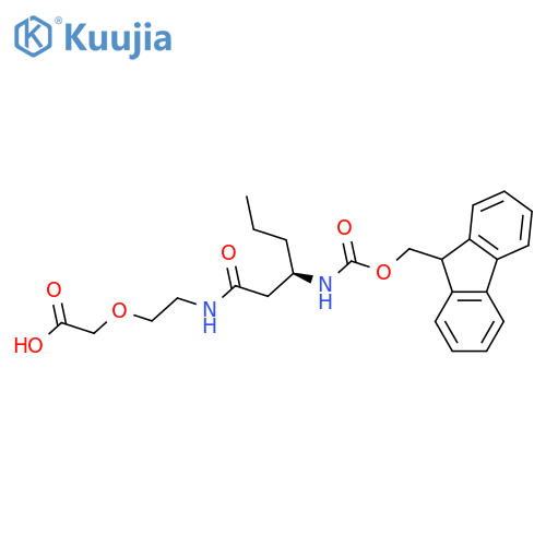 2-{2-(3R)-3-({(9H-fluoren-9-yl)methoxycarbonyl}amino)hexanamidoethoxy}acetic acid structure